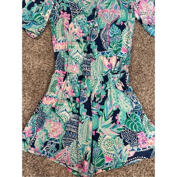 Lilly Pulitzer Britton Romper Looking Sharp Pink Navy Multi Print Resort XS - Picture 16 of 16